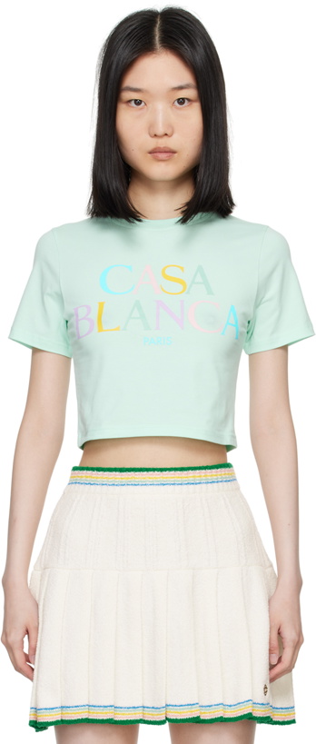 Photo: Casablanca Green Stacked Logo T-Shirt