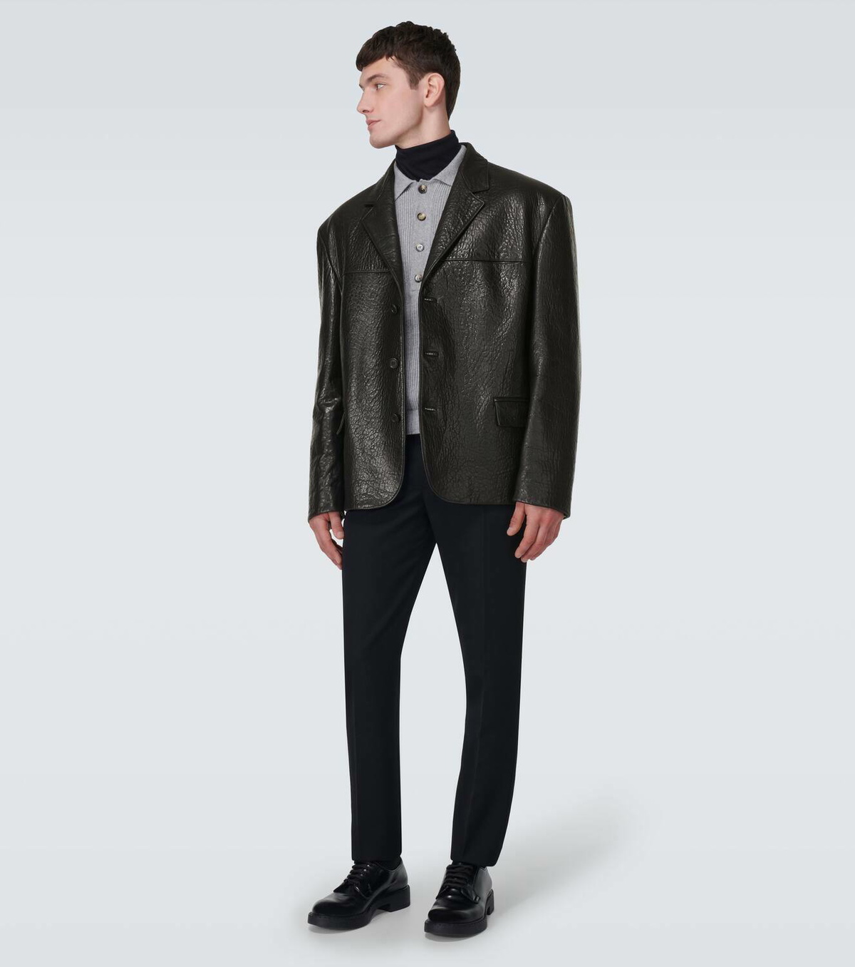 レザージャケット・コート PRADA SINGLE-BREASTED SHINY NAPPA COAT Prada single-breasted leather coat | farfetch | REVERSIBLE
