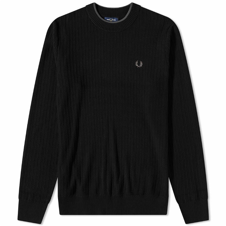 Photo: Fred Perry Authentic Men's Textured Crew Neck Jumper in Black