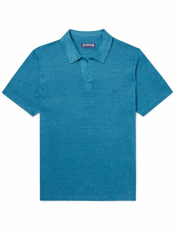 Photo: Vilebrequin - Pyramid Linen-Jersey Polo Shirt - Blue
