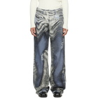CAMPERLAB Blue Distorted Print Distressed Denim Jeans