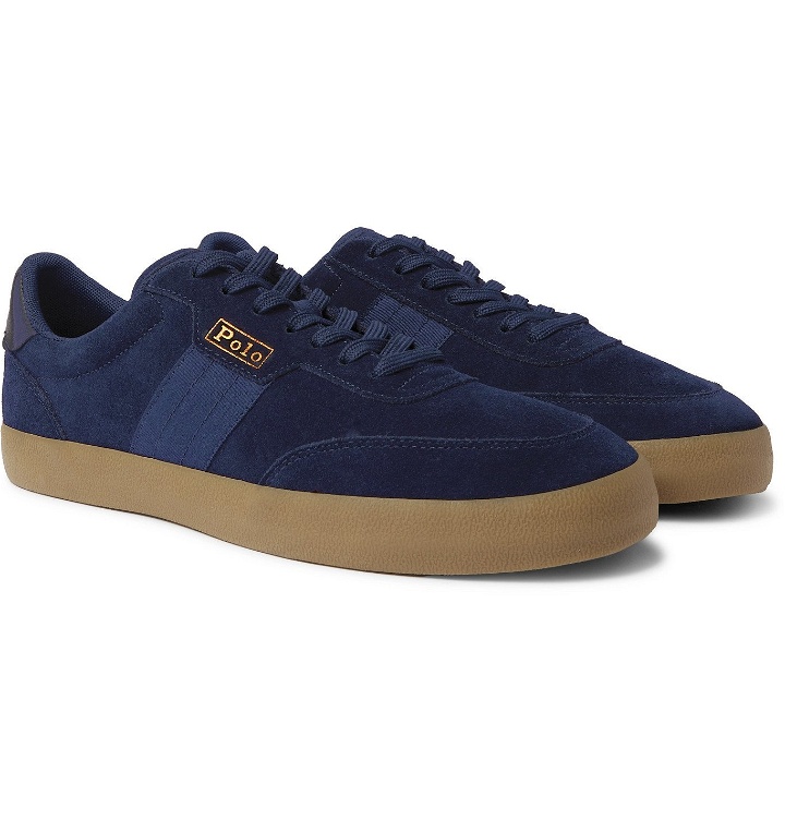 Photo: POLO RALPH LAUREN - Court Striped Suede Sneakers - Blue