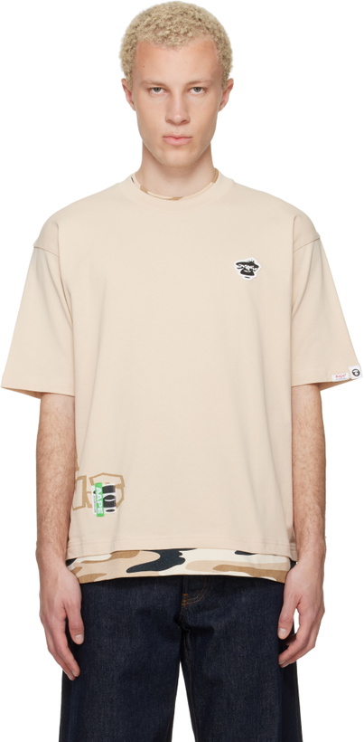 Photo: AAPE by A Bathing Ape Beige 'AAPEUNVS' Graphic T-shirt