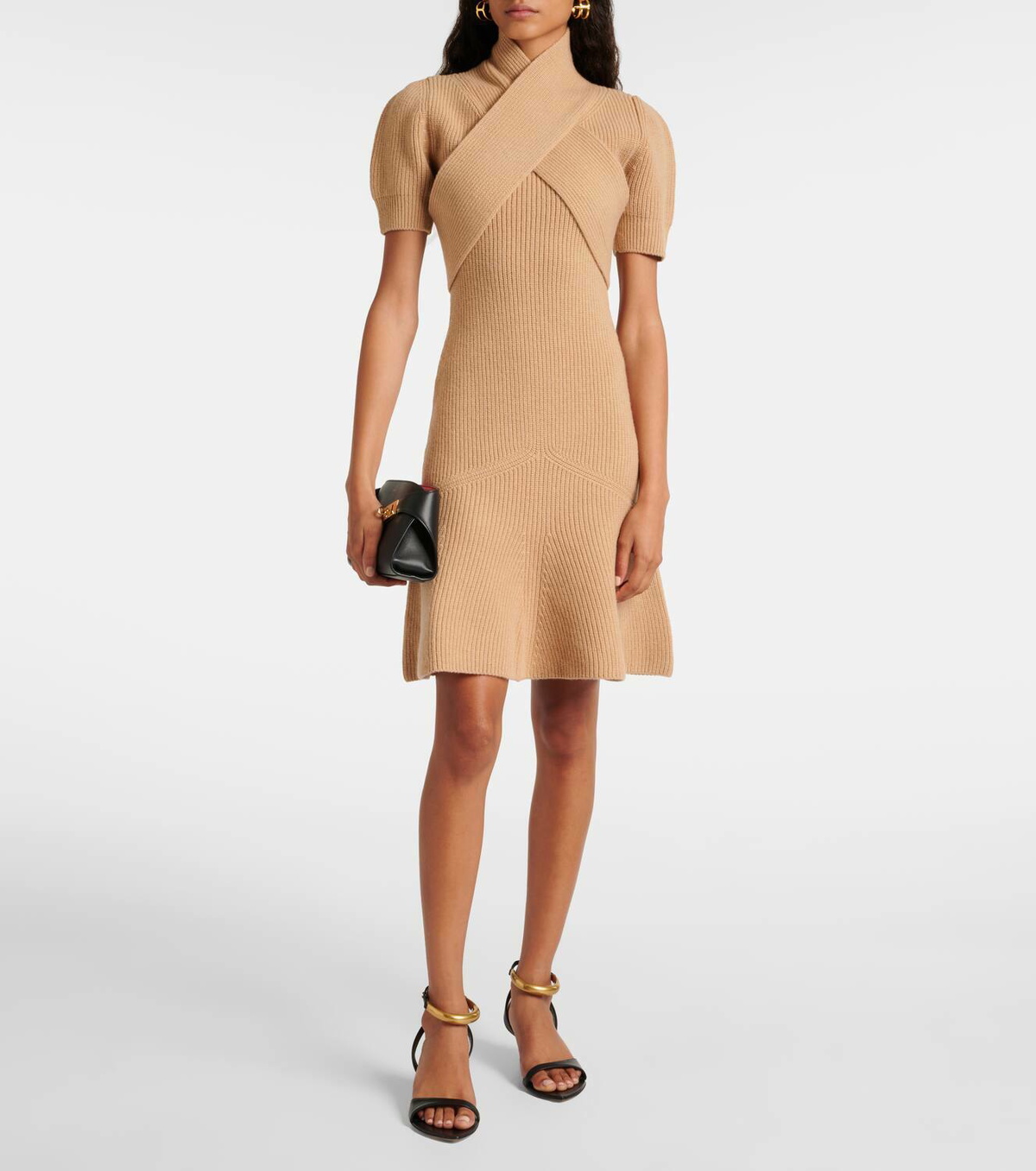 Patou Scarf-detail wool and cashmere minidress