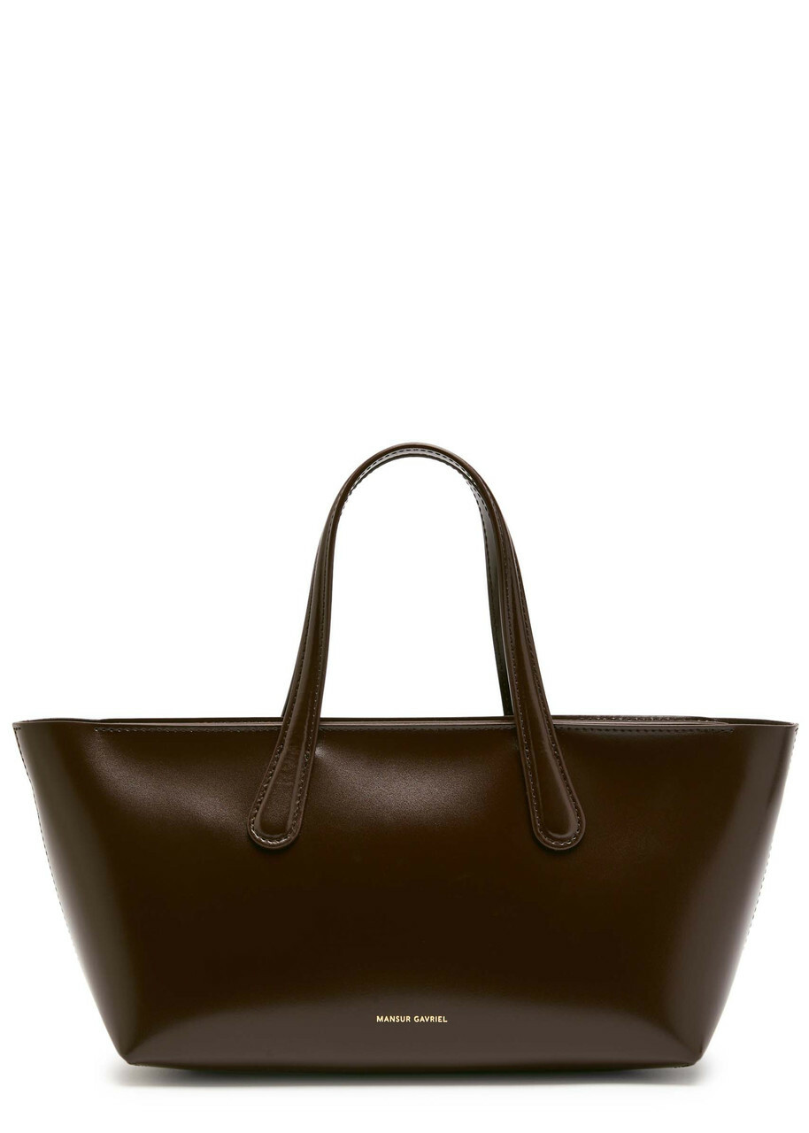 Mansur Gavriel Mini Everyday Glossed Leather top Handle bag - Chocolate - One Size