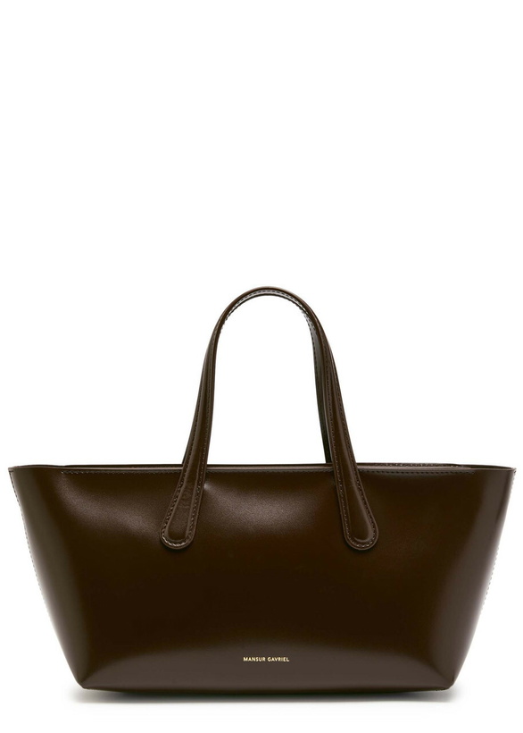 Photo: Mansur Gavriel Mini Everyday Glossed Leather top Handle bag - Chocolate - One Size