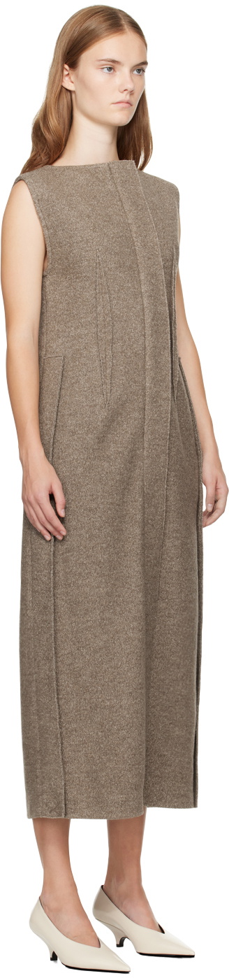 UMBER POSTPAST Beige Wool Felted Midi Dress