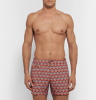 Incotex - Slim-Fit Short-Length Printed Swim Shorts - Brick