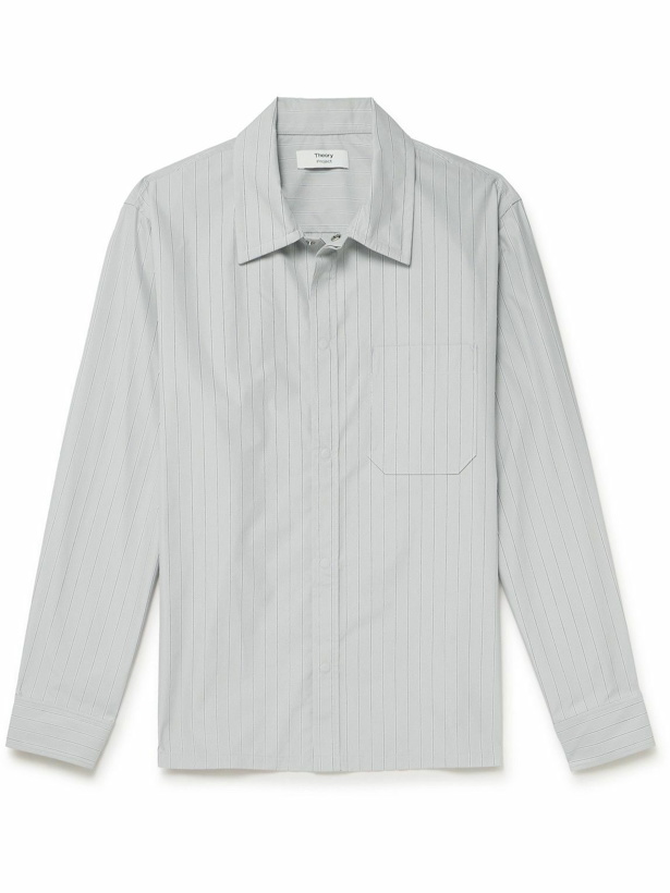 Photo: Theory - Lucas Ossendrijver Pinstriped Cotton-Blend Shirt - Gray