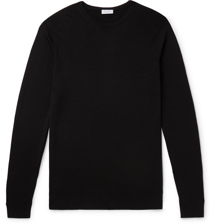 Photo: Sunspel - Slim-Fit Merino Wool Sweater - Black