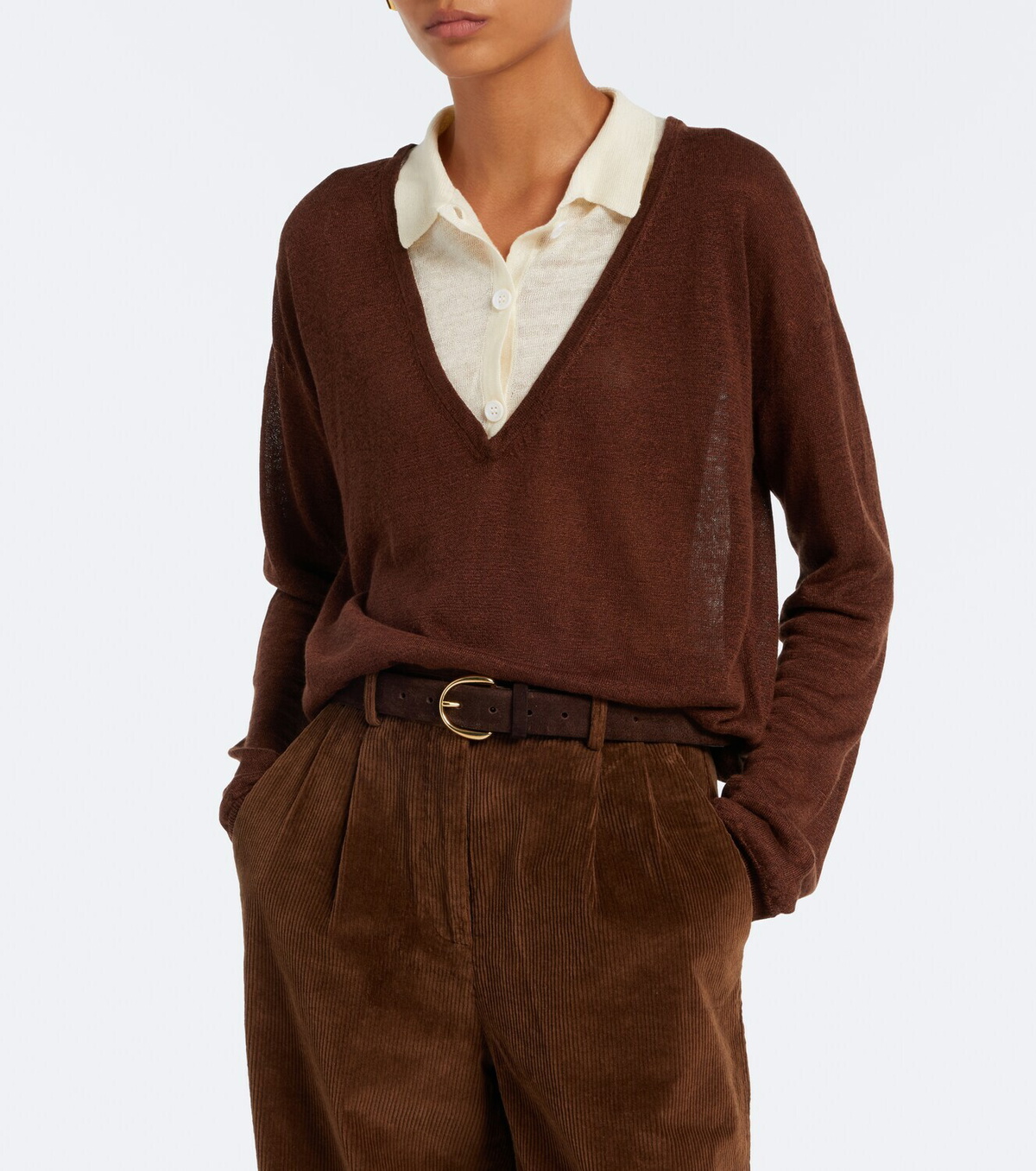 Aya Muse Eirae paneled linen-blend sweater