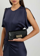 Victoria Beckham Dorian East-west Crocodile-effect Leather Clutch - Black - One Size