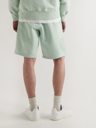 AMI PARIS - Straight-Leg Logo-Embroidered Organic Cotton-Jersey Drawstring Shorts - Green