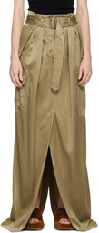 Dries Van Noten Beige Pin-Buckle Maxi Skirt