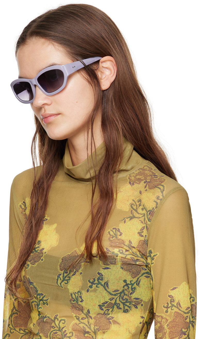 Dries Van Noten Purple Linda Farrow Edition Goggle Sunglasses