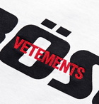 Vetements - Oversized Logo-Embroidered Printed Cotton-Jersey T-Shirt - White