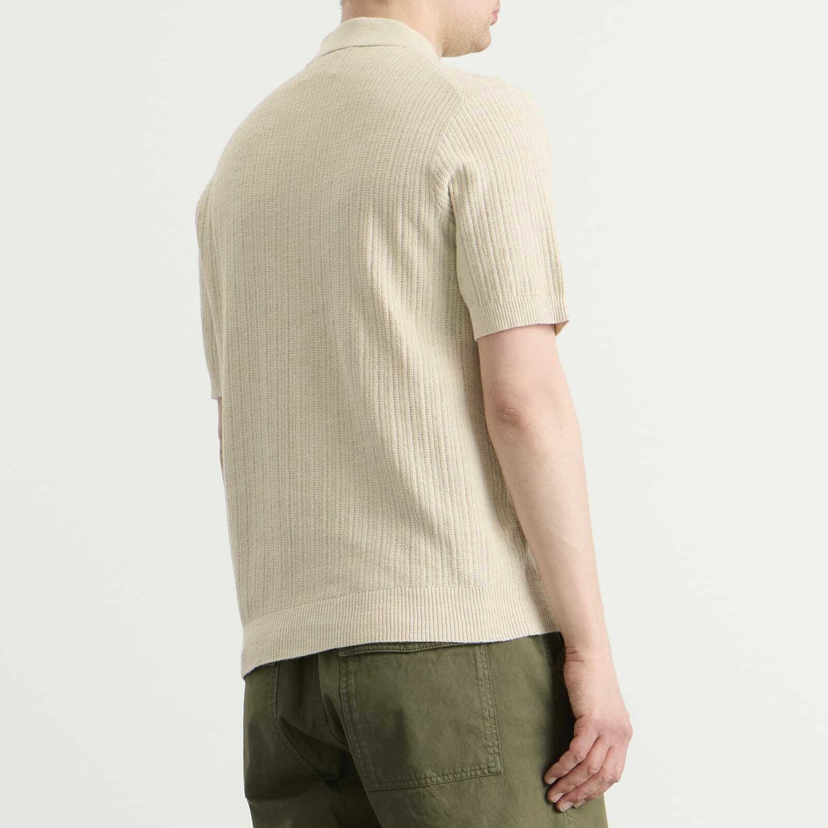 NN07 Men's Nolan Polo Cardigan in Ivory Mouliné
