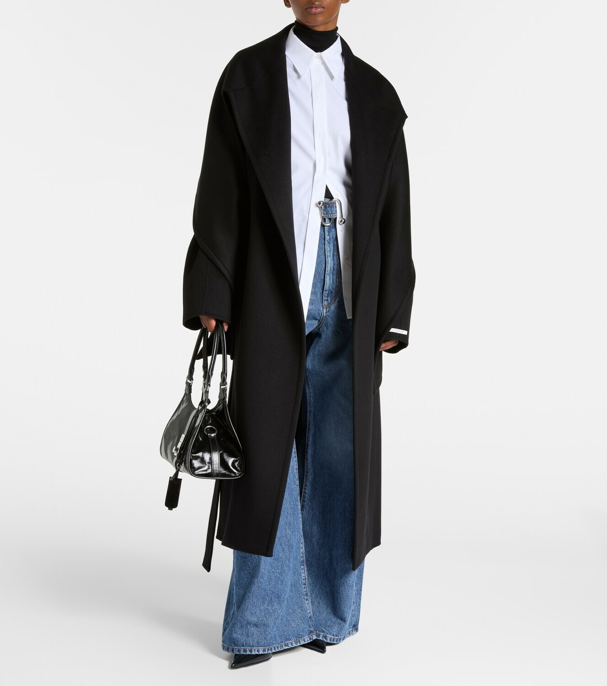 Sportmax Baldo scarf-detail virgin wool coat