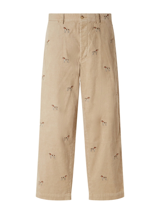 Photo: Polo Ralph Lauren - Straight-Leg Embroidered Cotton-Corduroy Trousers - Neutrals