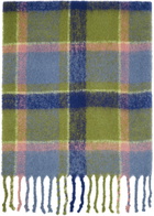 ADER error Blue & Green Knit Check Scarf