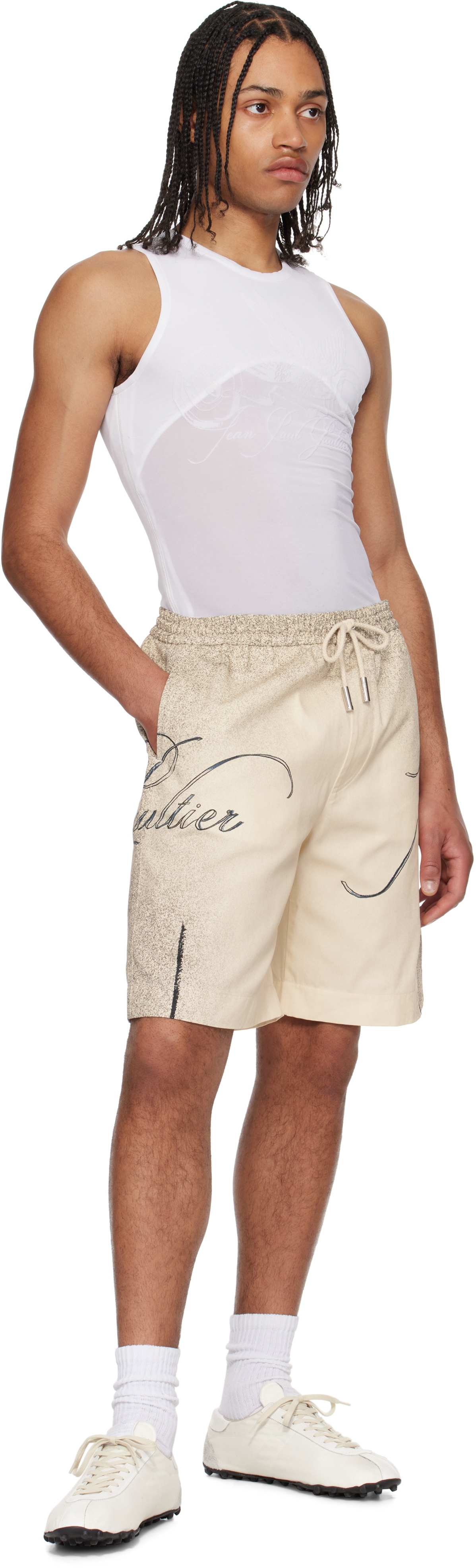 Jean Paul Gaultier Beige 'The Multi-Tattoo' Shorts