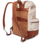 Brunello Cucinelli - Leather-Trimmed Canvas Backpack - Neutrals