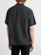 A.PRESSE - Convertible-Collar Silk and Linen-Blend Shirt - Black