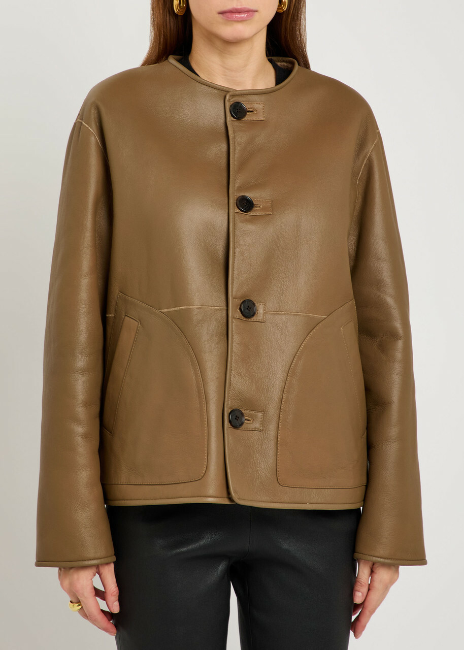 Arma Lucine Reversible Leather Jacket Beige