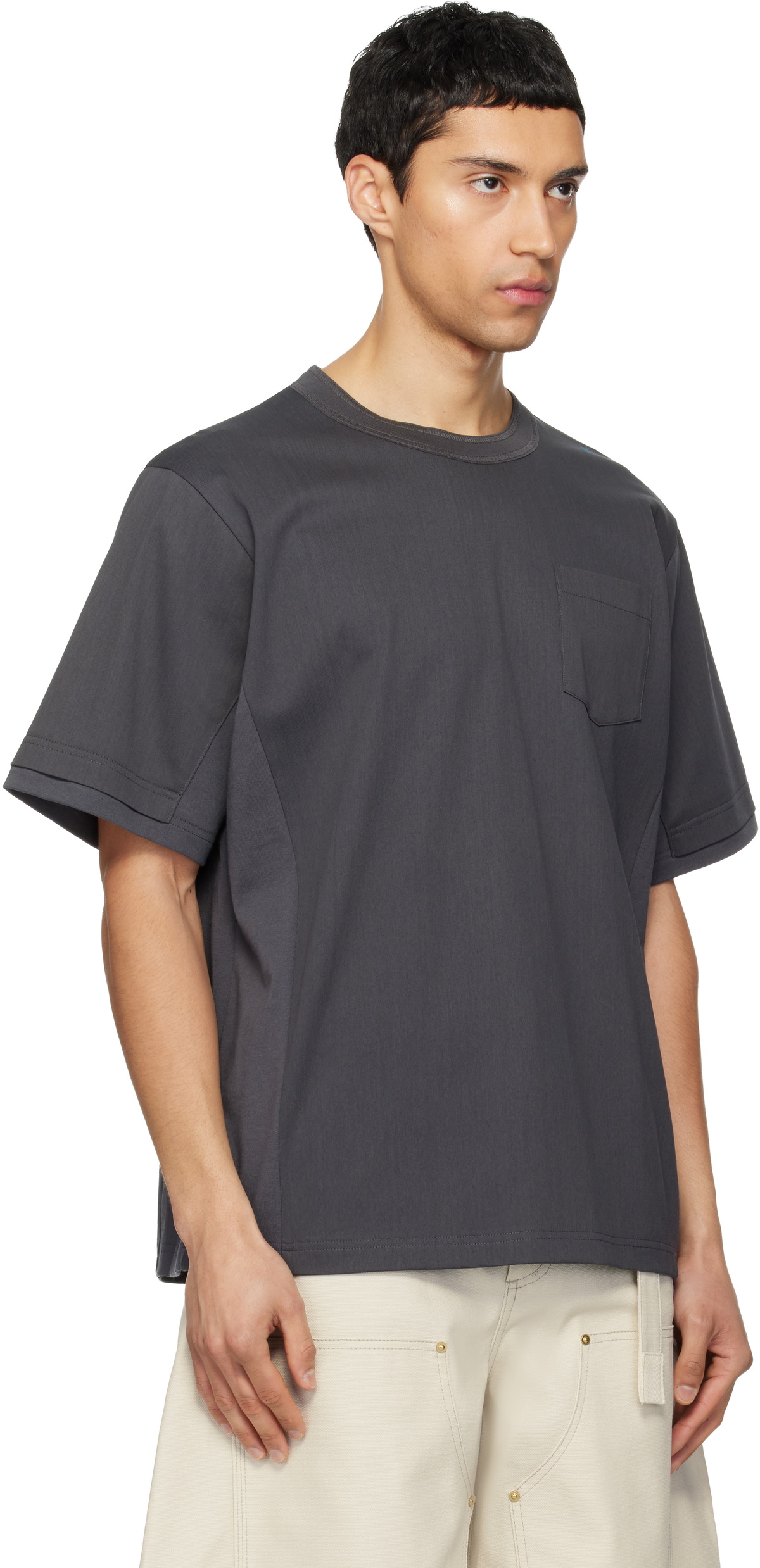 sacai Gray Cotton Jersey T-shirt