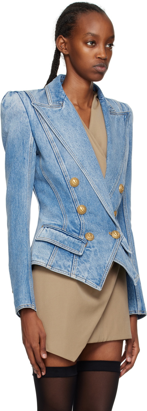 Balmain Blue Tailored Denim Jacket Balmain