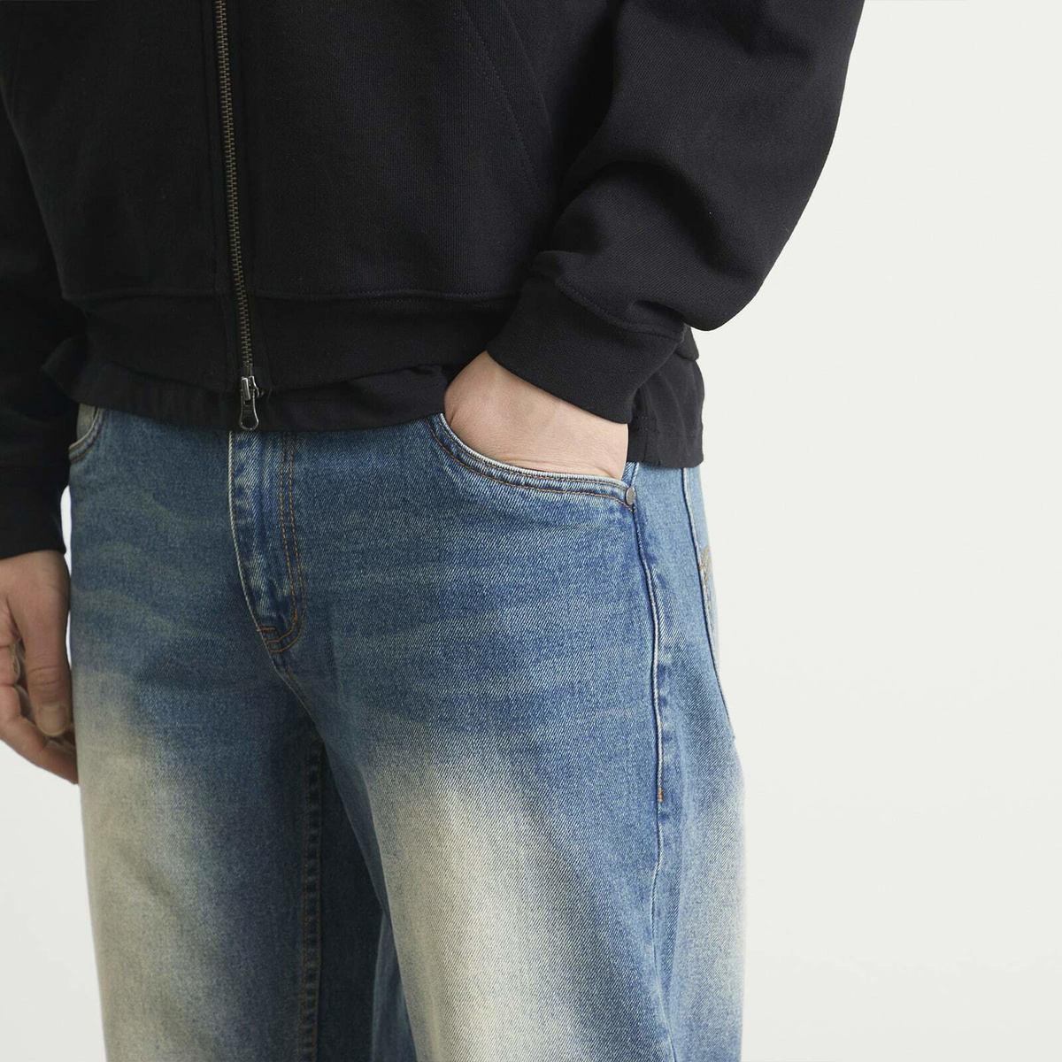 Dime Men's Relaxed Denim Jeans in Sandblasted Indigo