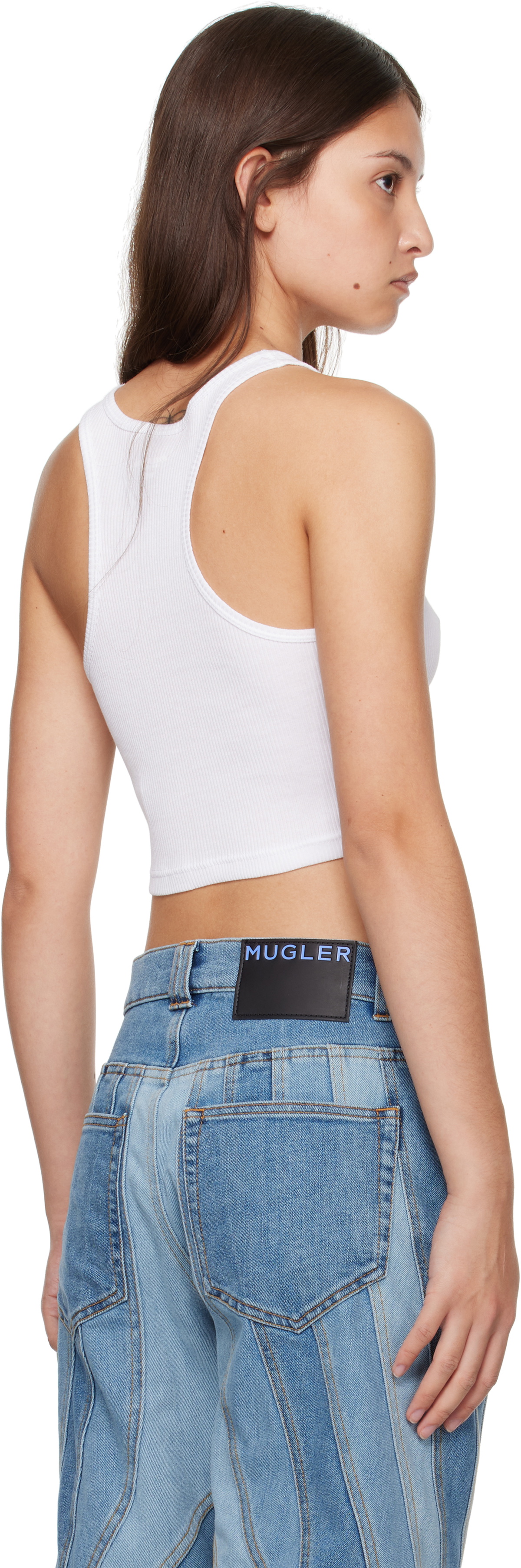 Alexander Wang White Cropped Racerback Tank Top