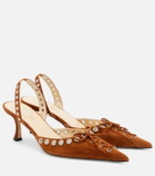 Mach & Mach Crystalized Corset 65 suede slingback pumps