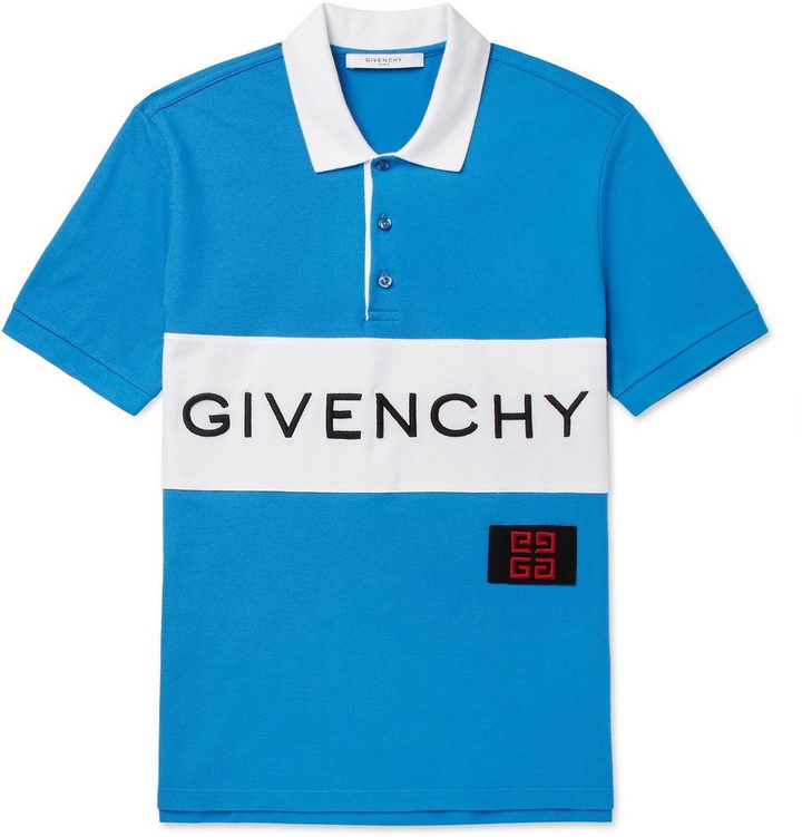 Photo: Givenchy - Slim-Fit Logo-Embroidered Cotton-Piqué Polo Shirt - Men - Blue