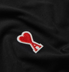 AMI - Logo-Appliquéd Organic Cotton-Jersey T-Shirt - Black
