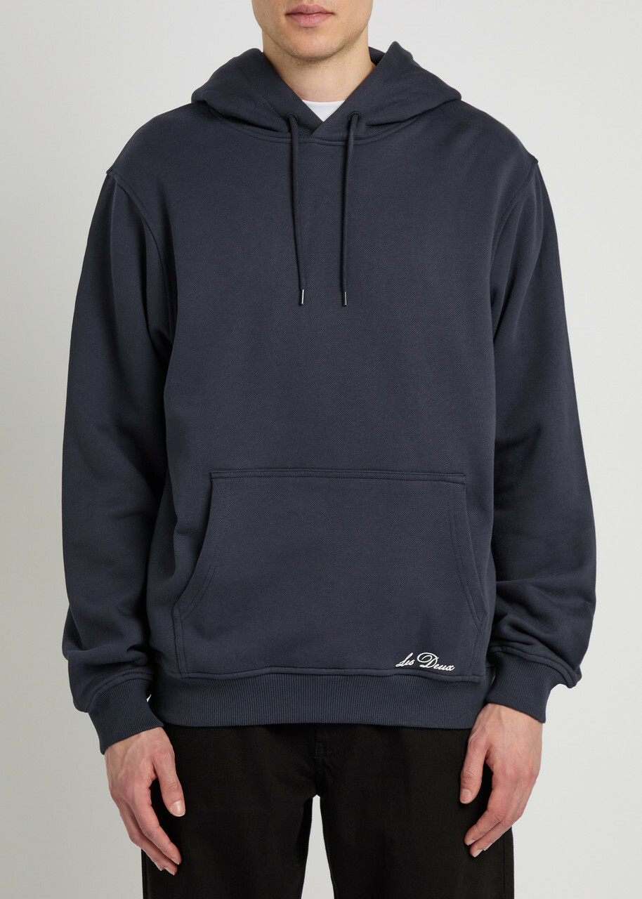 Les Deux Ben Artist Hooded Cotton Sweatshirt Navy