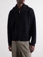 Studio Nicholson - Ribbed-Knit Merino Wool Zip-Up Cardigan - Black