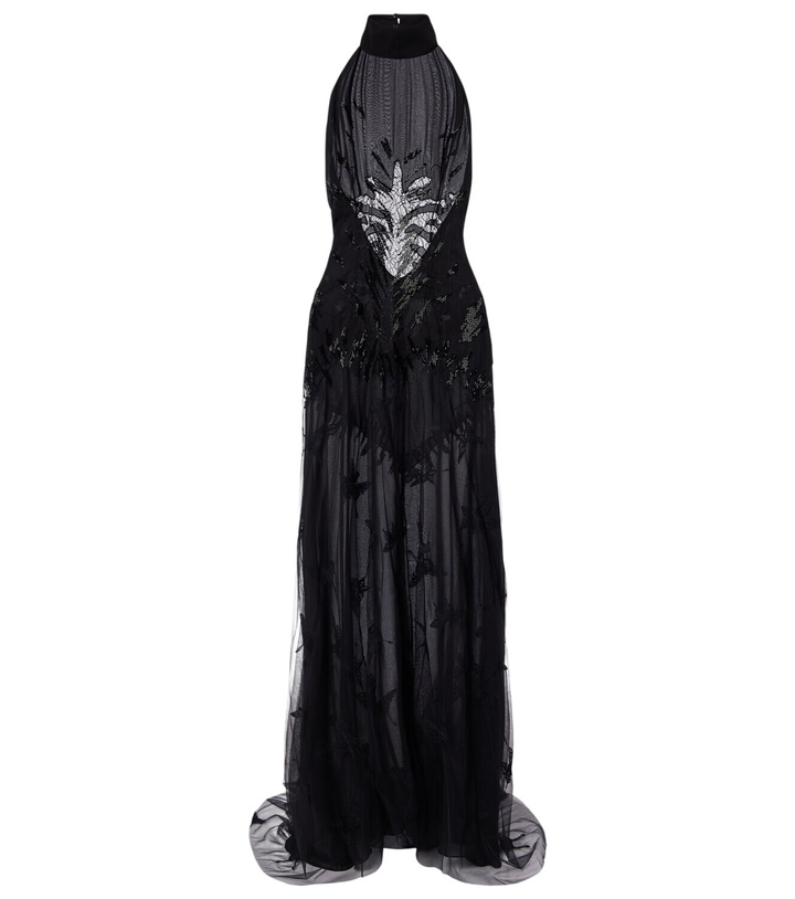 Photo: Blumarine Embellished georgette and lace maxi dress