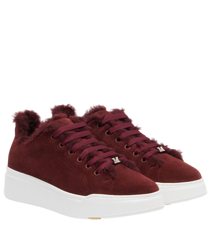Photo: Max Mara Tmaxi Teddy-trimmed suede sneakers