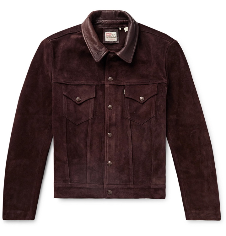 Photo: Levi's Vintage Clothing - Leather-Trimmed Suede Trucker Jacket - Brown