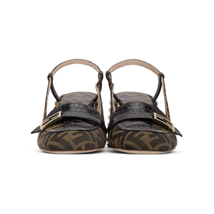 Fendi Black and Brown Forever Fendi Slingback Heels Fendi