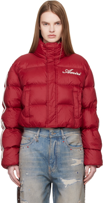 Photo: AMIRI Red Bones Cropped Down Jacket