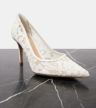 Gianvito Rossi Lyon 85 leather-trimmed lace pumps