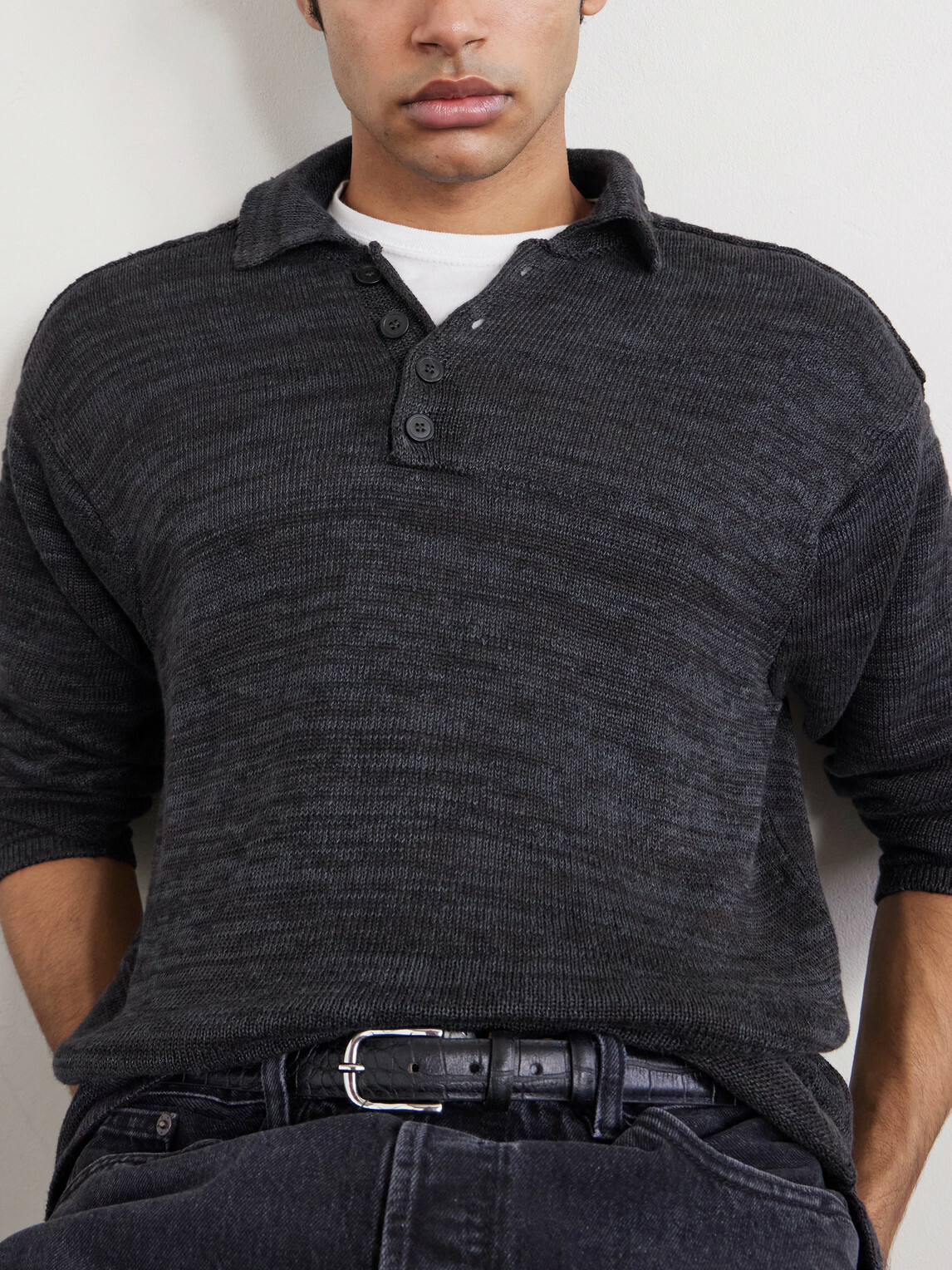 Inis Meáin - Honda 50 Linen Polo Shirt - Gray