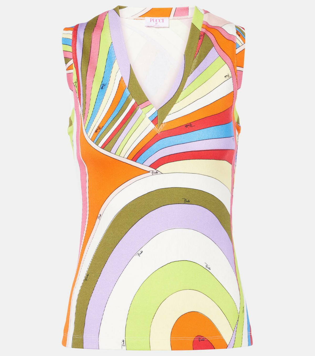 Pucci Iride ribbed-knit cotton tank top Emilio Pucci
