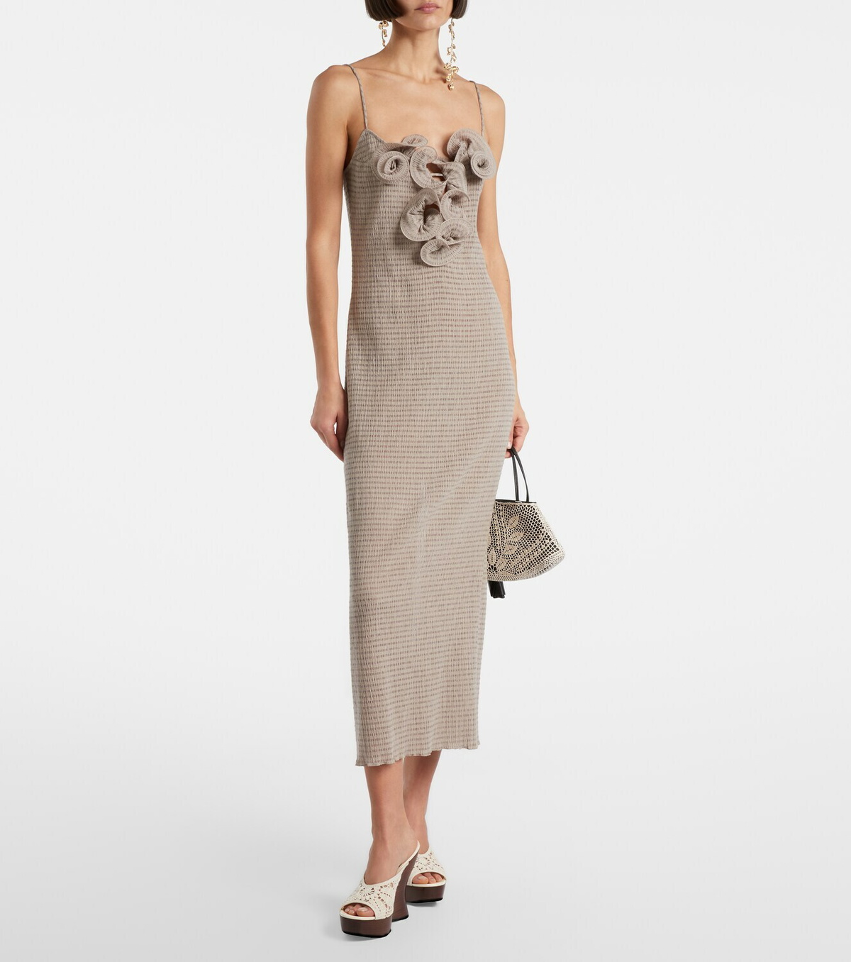 Magda Butrym Floral-appliqué midi dress