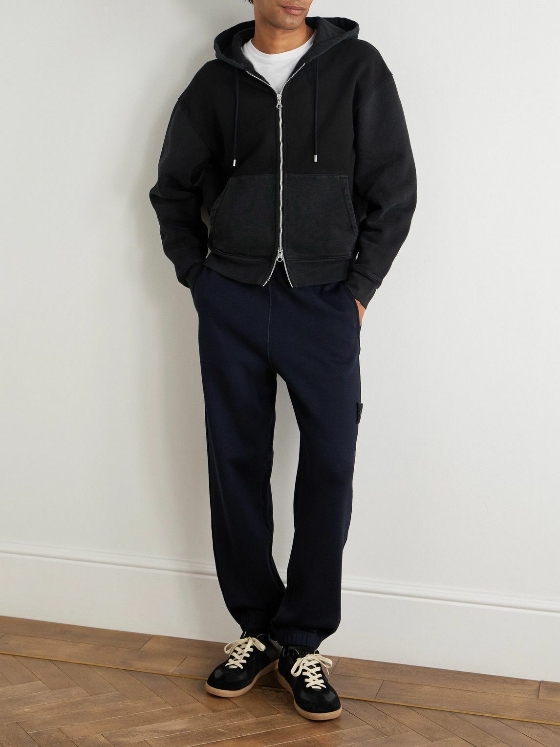 Stone Island - Ghost Tapered Wool and Cotton-Blend Jersey Sweatpants - Blue