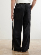 424 - Straight-Leg Distressed Striped Cotton-Jersey Sweatpants - Black