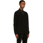 Alexander McQueen Black Cashmere Logo V-Neck Sweater