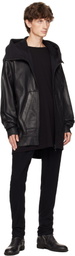 Julius Black Coated Hooded Jacket